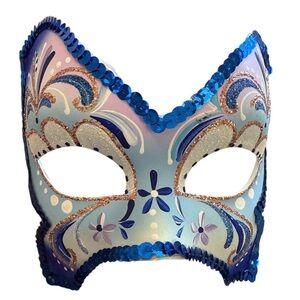 Hand painted in Italy Blue and Gold Masquerade Mask